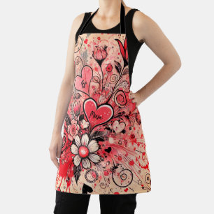 Valentines Hearts / Daisy / Splatter Art / Sangria Apron