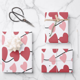 Valentines Hearts Doodles Dots Pattern Wrapping Paper Sheet