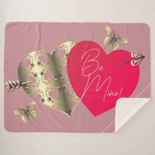Valentine's Hearts Dusty Pink Sherpa Blanket