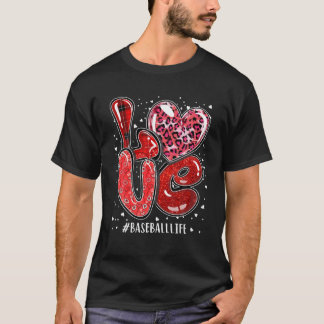 Valentines Hearts Lover Baseball Leopard Buffalo P T-Shirt