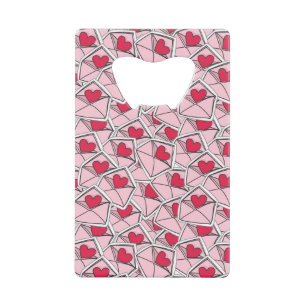 Valentine's Hearts on Envelopes Credit Card Bottle Opener