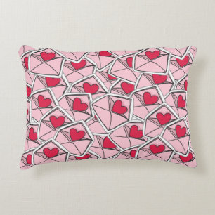 Valentine's Hearts on Envelopes Decorative Pillow