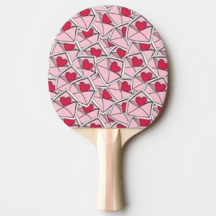 Valentine's Hearts on Envelopes Ping Pong Paddle