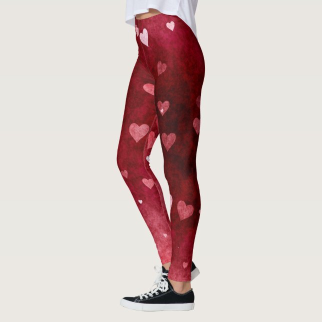 Valentines Hearts Pattern Leggings (Left)