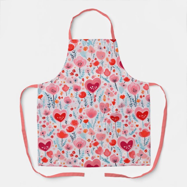 Valentines Hearts Pattern Love Apron (Front)