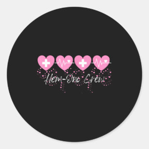 Valentines Hem Onc Crew Nurse Hematology Oncology Classic Round Sticker