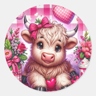 Valentine's Highland Cow Sticker