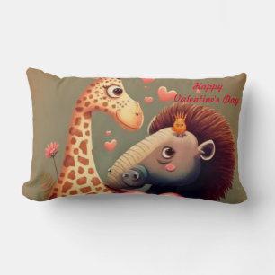 Valentine's hippo cartoon custom   lumbar pillow