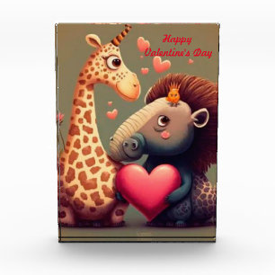 Valentine's hippo cartoon custom  photo block