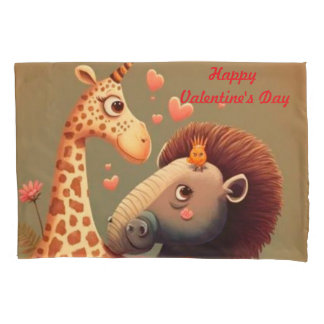 Valentine's hippo cartoon custom pillowcase