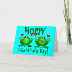 Valentines Hoppy Cute Happy Frogs Cartes vierges