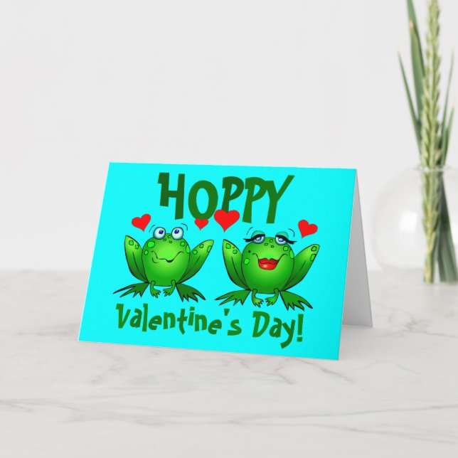 Valentines Hoppy Cute Happy Frogs Cartes vierges (Devant)
