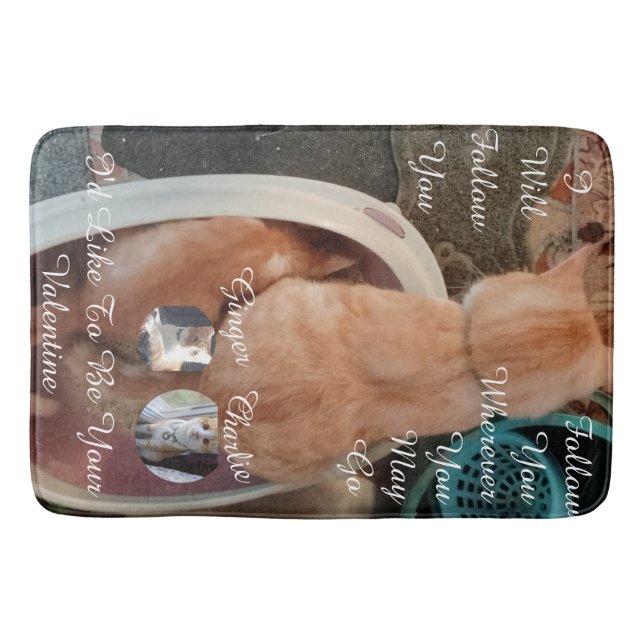 Valentine's Humor Cats Photo Text Bath Mat (Front)