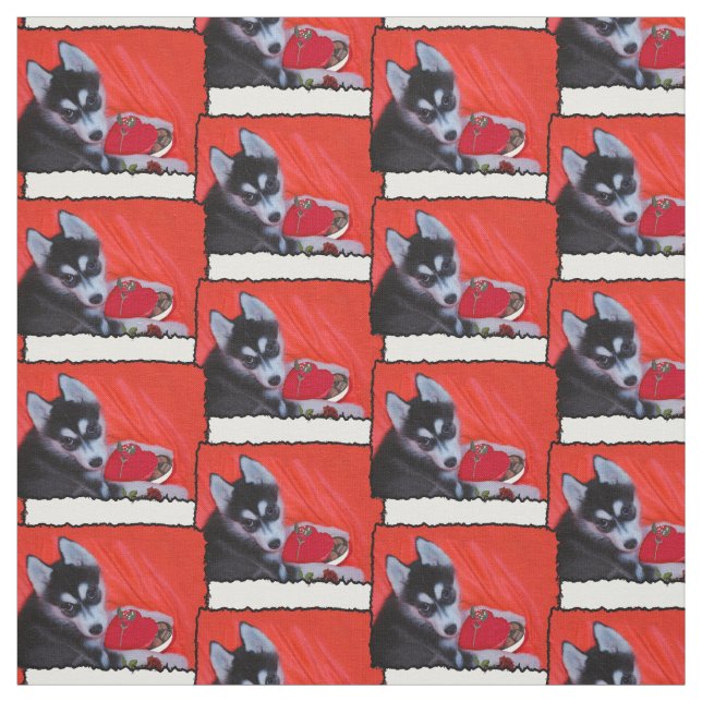 Valentine's Husky dog Fabric (Swatch)