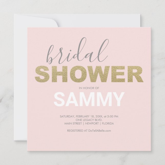 Valentines Invitations de douche nuptiale rose pâl (Devant)