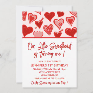 Valentines jour 1er anniversaire invitation en un