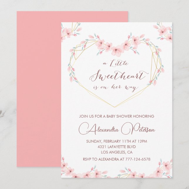 Valentines jour baby shower invitation Élégant (Devant / Derrière)