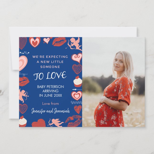 Valentines jour de grossesse cartes faire-part ble (Devant)