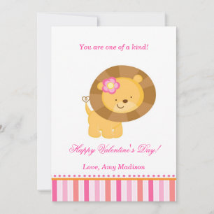 Valentines Jour Enfants Lion rose Carte de voeux
