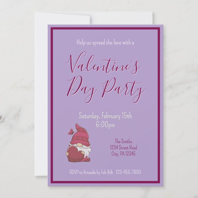 Valentines Jour Gnome Invitation (Devant)