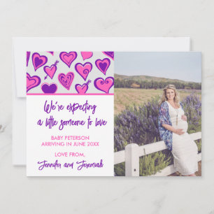 Valentines jour grossesse faire-part rose violet