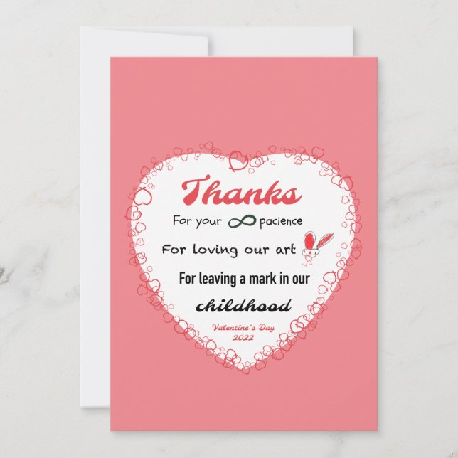 Valentines journée pour la carte des enseignants (Devant)