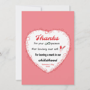 Valentines journée pour la carte des enseignants