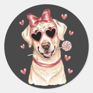 Valentine's Joy Labrador Retriever Sweet Lollipop Classic Round Sticker