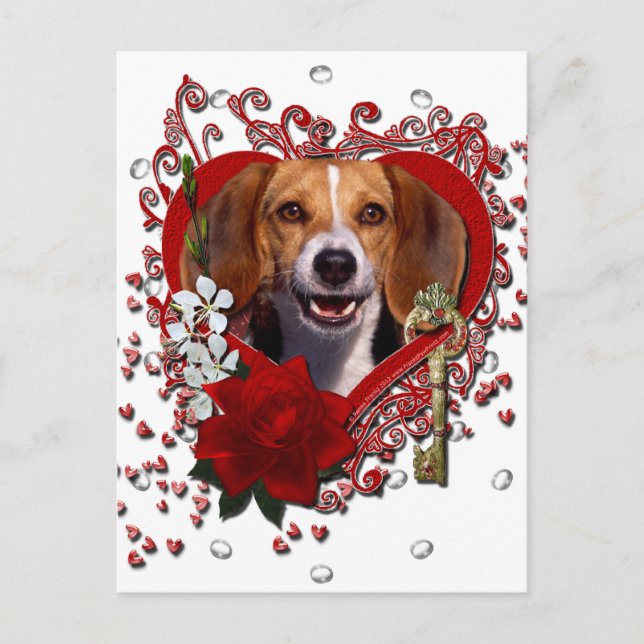 Valentines - Key to My Heart - Beagle Holiday Postcard (Front)