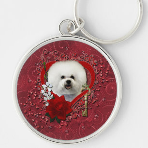 Valentines - Key to My Heart - Bichon Frise Keychain