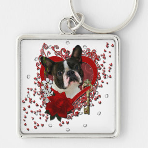 Valentines - Key to My Heart - Boston Terrier Keychain