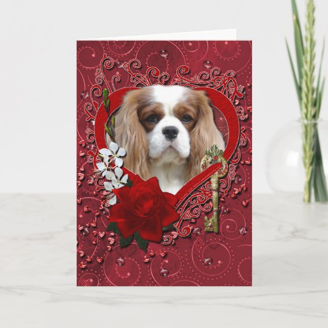 Valentines - Key to My Heart - Cavalier - Light Holiday Card (Front)
