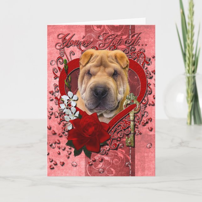 Valentines - Key to My Heart - Shar Pei Holiday Card (Front)