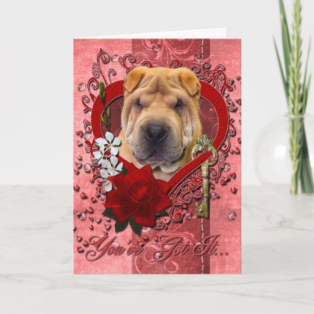 Valentines - Key to My Heart - Shar Pei Holiday Card (Front)