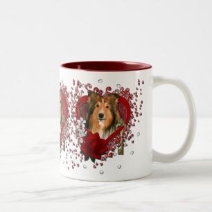 Valentines - Key to My Heart - Sheltie Two-Tone Coffee Mug