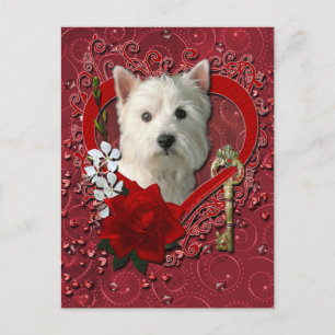 Valentines - Key to My Heart West Highland Terrier Holiday Postcard