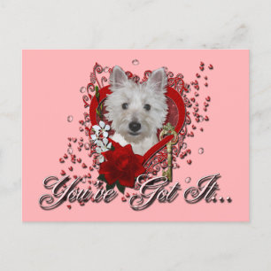 Valentines - Key to My Heart - Westie - Tank Holiday Postcard
