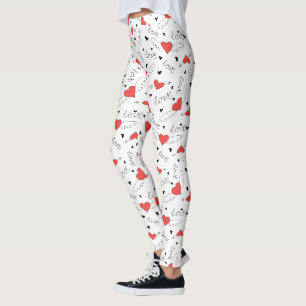Valentines love bird red heart pattern leggings