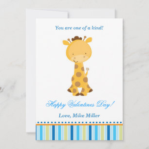 Valentines Love Day Enfants Giraffe Carte bleue