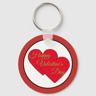 Valentine's Love Hearts And Polka Dots Keychain