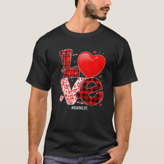 Valentines Love Hearts Boxing Buffalo Plaid Leopar T-Shirt