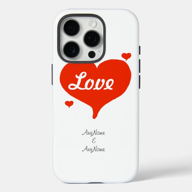 Valentine's Love Hearts CUSTOMIZE Names Case-Mate iPhone Case (Back)