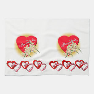 valentines love kitchen hand towel