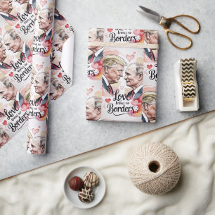 Valentine's Love Knows No Border Wrapper Wrapping Paper
