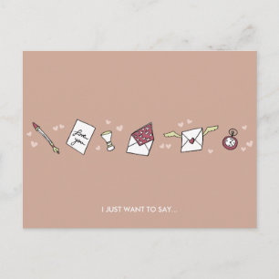 Valentine's love letter, beige minimalist romantic holiday postcard