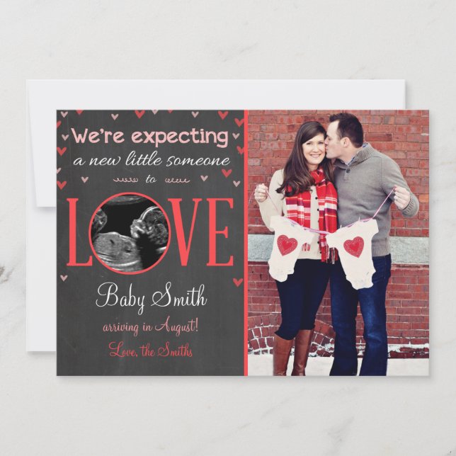 Valentine's Love Pregnancy Ultrasound Announcement (Front)