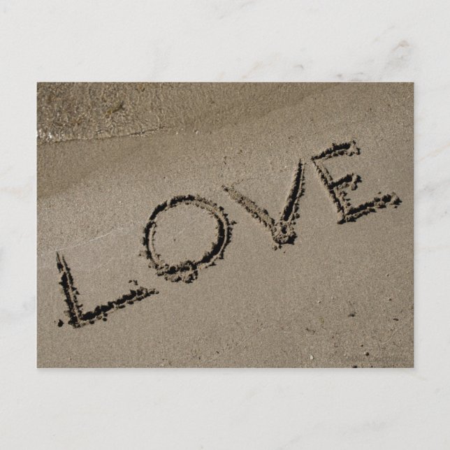 Valentines Love Written on the Sand Holiday Postcard (Front)