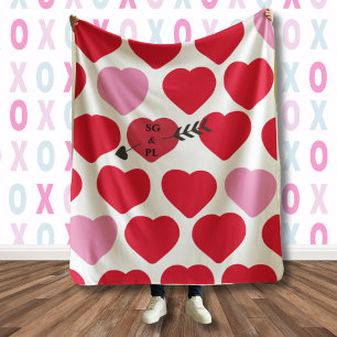 Valentines lovers blanket hearts cupids arrow bow