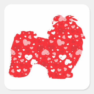 Valentines Matching | Couple Love Hearts Shih Tzu Square Sticker