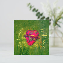 Valentines Mexican Vintage Red Heart W/ Green Card